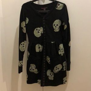 Betsey Johnson skull button down dress